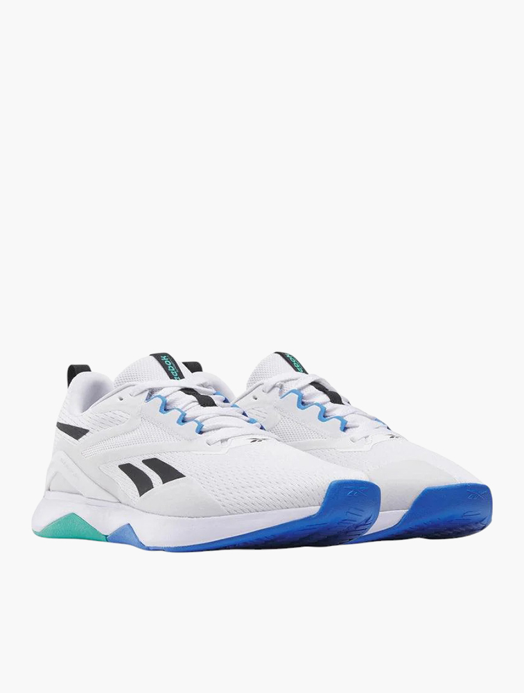 MyRunway | Shop Reebok White Black & Unleashed Green Nanoflex Tr